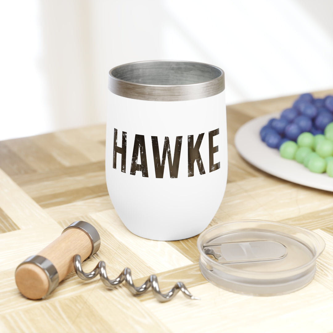 White tumbler with &