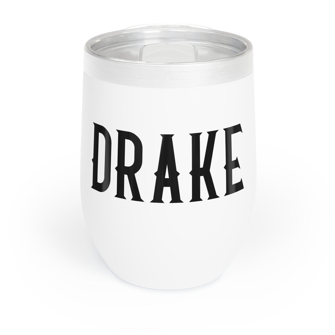 White tumbler with &
