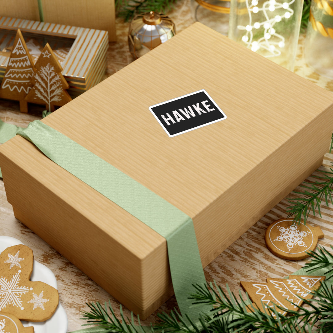 Wooden gift box with a green ribbon and &