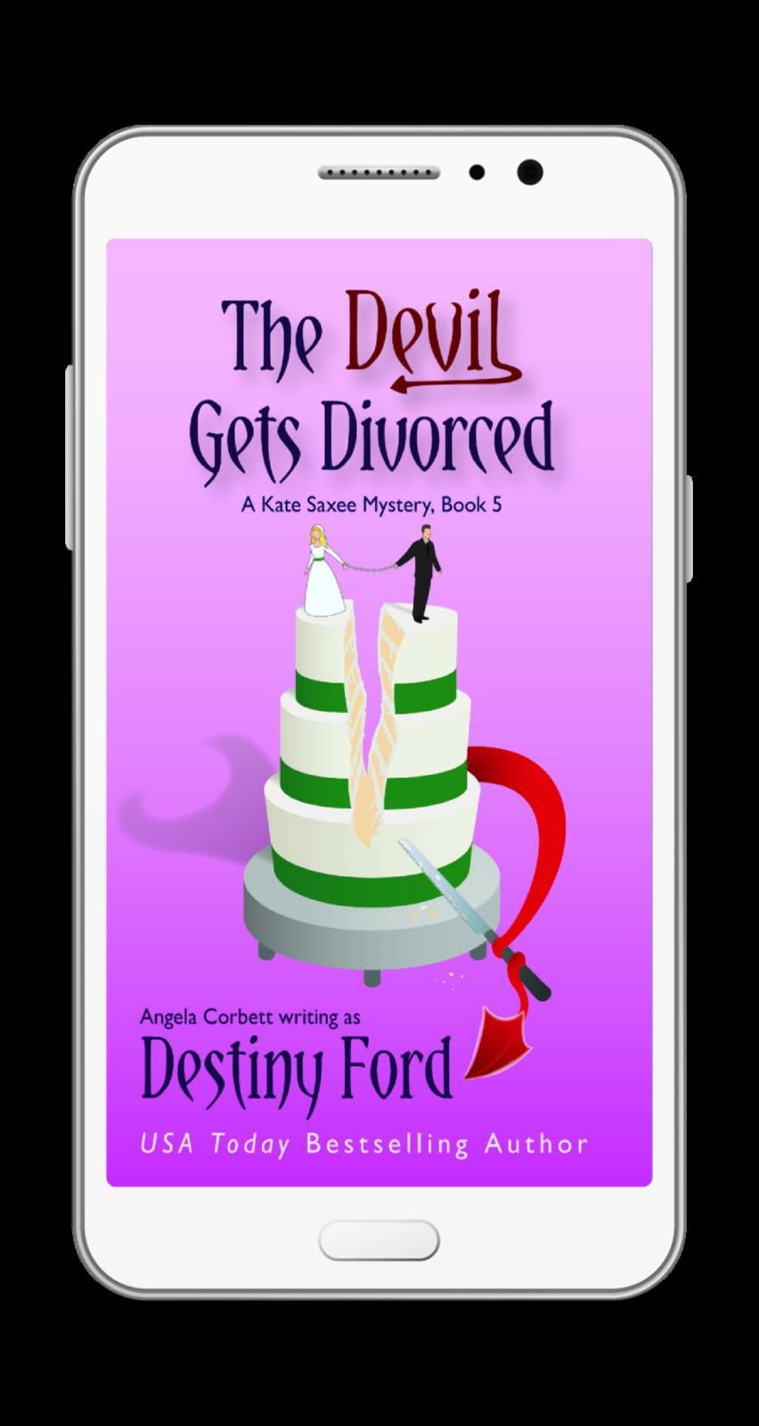 Phone displaying the book cover of &